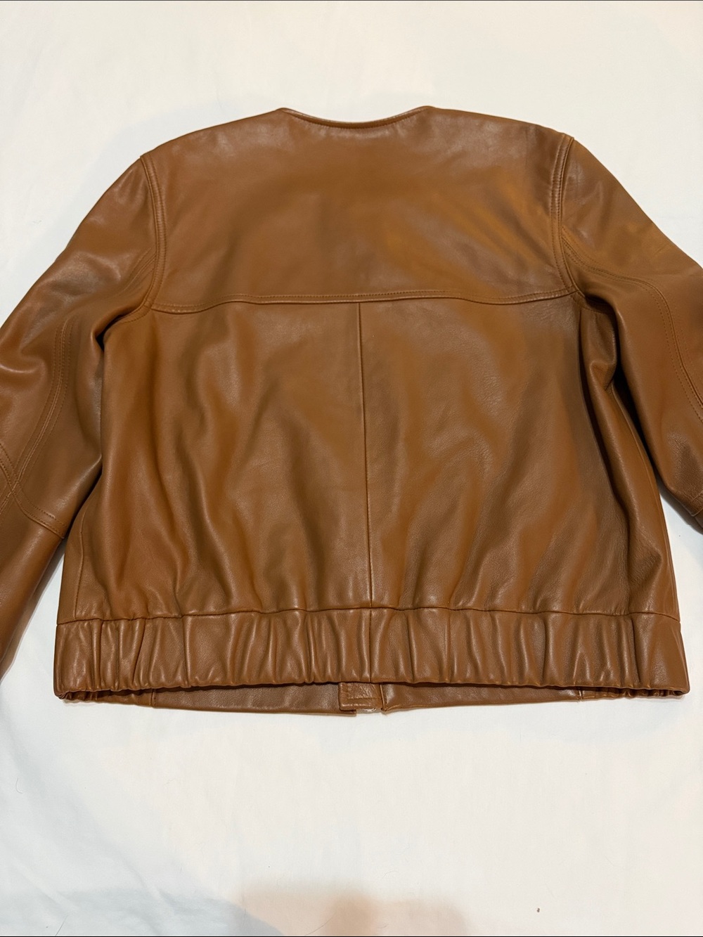 Theory Lamb Leather Zip-Front Bomber Jacket L Like New - Picture 6 of 9